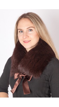 Extra dark brown fox fur collar-neck warmer